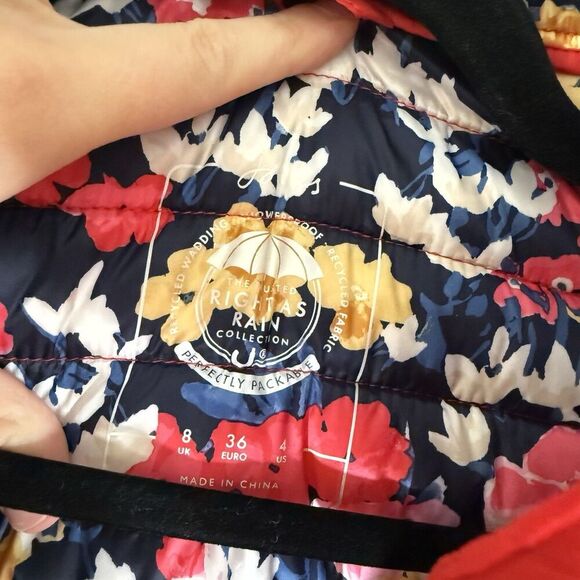 Joules Puffer Vest Women's 4 Red Full Zip Zip Pockets Right as Rain Collection - Picture 6 of 12